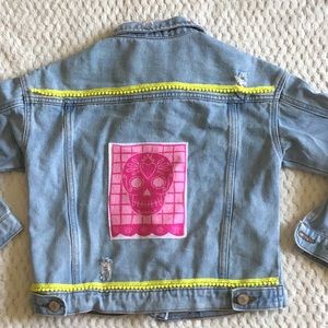 Custom designed dia de Los muertos denim jacket